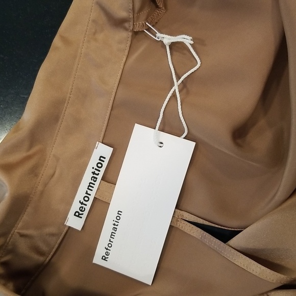 💕REFORMATION💕 Lyon Silk Dress ~ Croissant 8 NWT - Picture 11 of 14